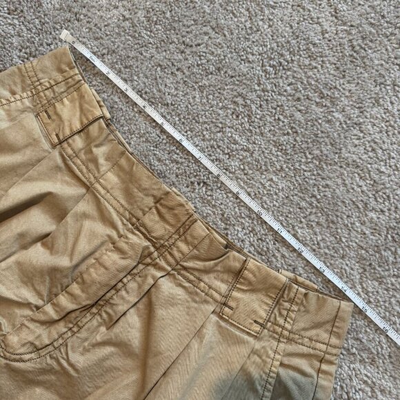 Free People Tan Paper Bag Flowy WideLeg High Waist Pleated Raw Hem Shorts 4 NWOT - Picture 3 of 8
